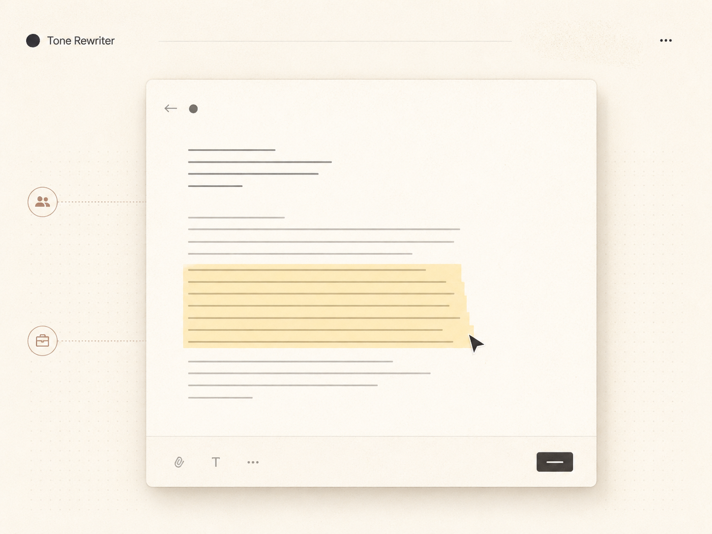 Writing workflow with tone options for different audiences